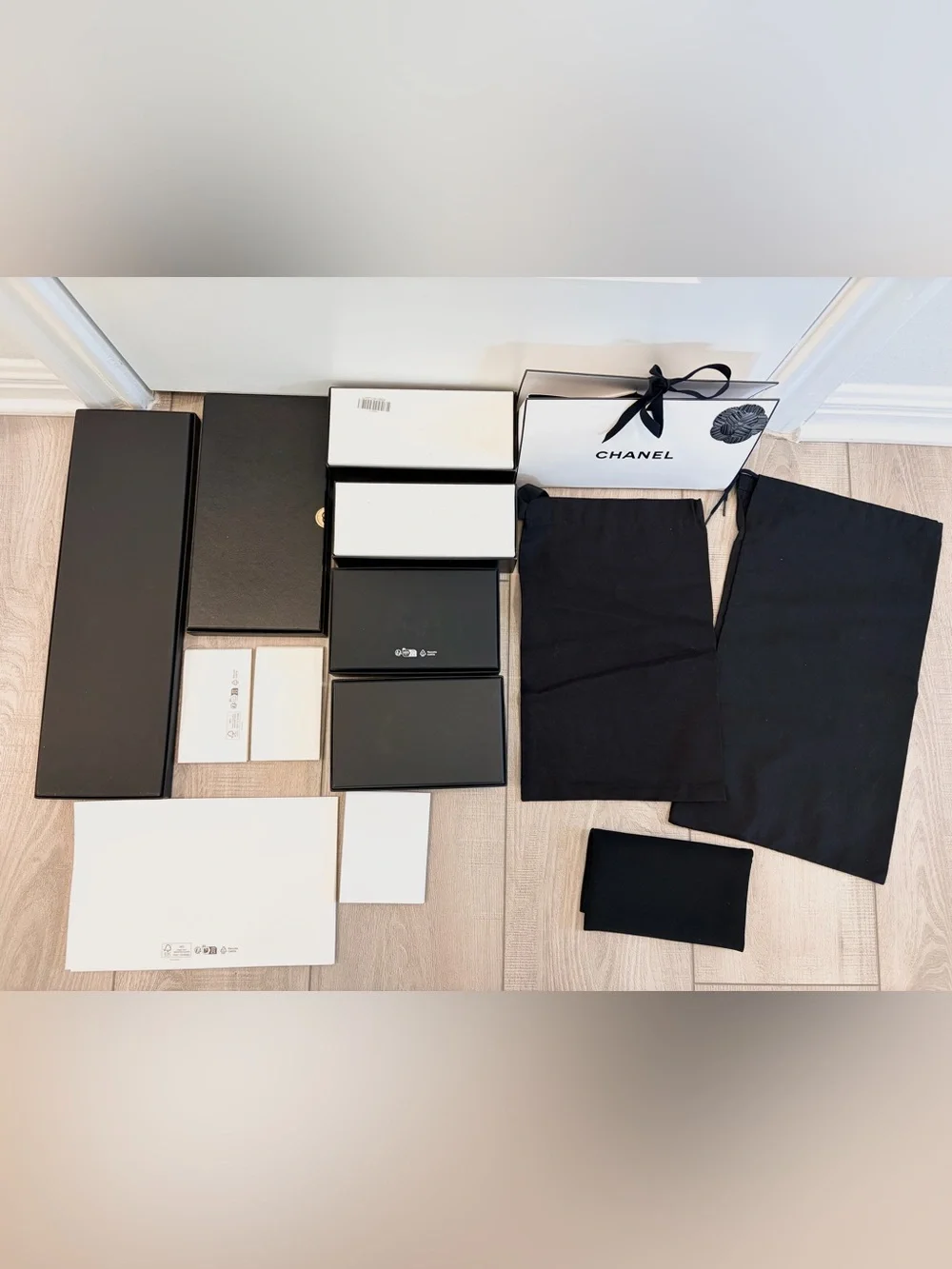 Authentic CHANEL 14 PIECES Bundle: 6 Boxes + 3 Dust Bags & 1 Small Gift Bag